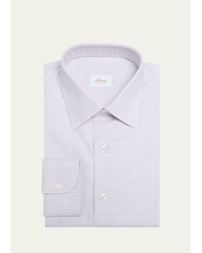 Brioni Cotton Micro-check Dress Shirt - Multicolor