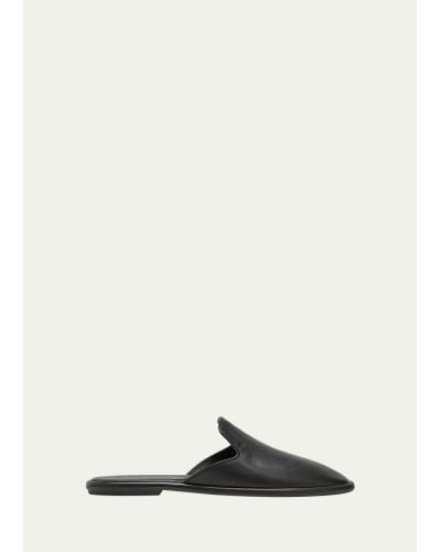 The Row Roger Suede Slipper Mules - Black