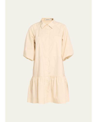 Jonathan Simkhai Crissy Puff-sleeve Cotton Poplin Mini Shirtdress - Natural