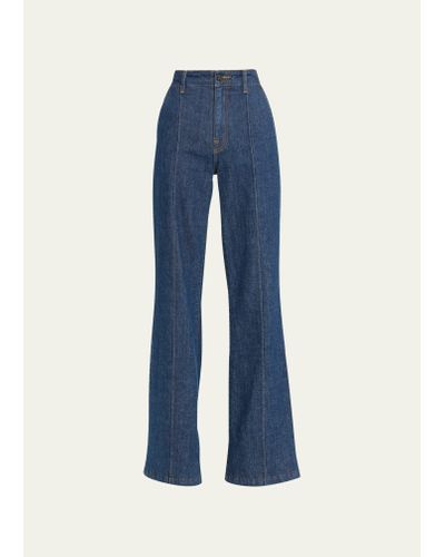 Jonathan Simkhai Ansel High-rise Topstitched Denim Flare Jeans - Blue