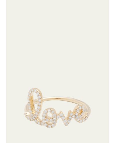 Sydney Evan Large Love 14k Gold Ring With Diamonds - Natural
