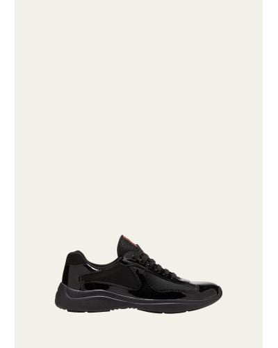 Prada America's Cup Patent Leather Patchwork Sneakers - White