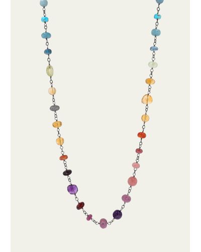 Sheryl Lowe Rainbow Gemstone Long Wire Wrap Necklace - Natural