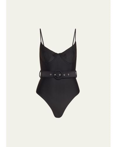 Jonathan Simkhai Noa Belted Bustier One-piece Swimsuit - Black