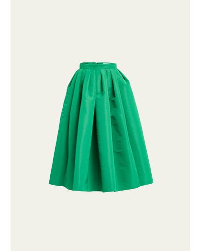 Alexander McQueen Pleated Polyfaille Circle Midi Skirt - Green