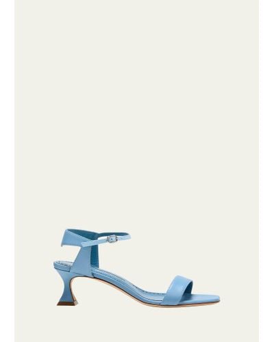 Manolo Blahnik Begasan Leather Ankle-strap Sandals - Blue