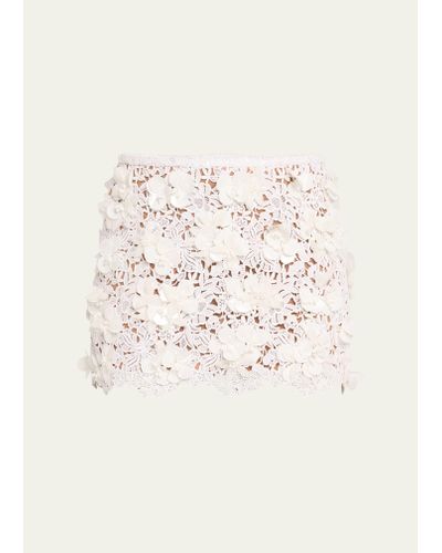 Michael Kors Floral Embroidered Mini Skirt - Natural
