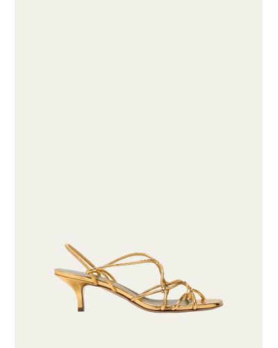 MARIA LUCA Iside Metallic Caged Slingback Sandals - Natural