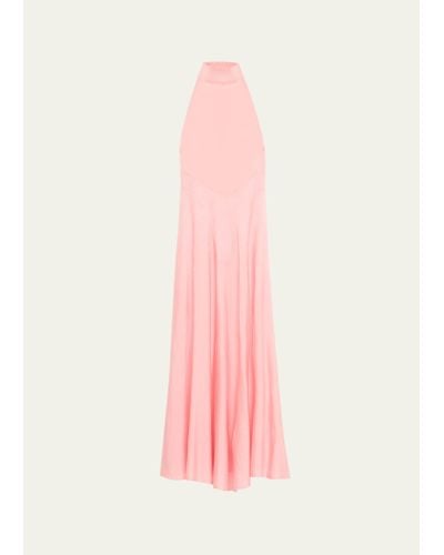 Alaïa Halter Sheer Flared Dress - Pink