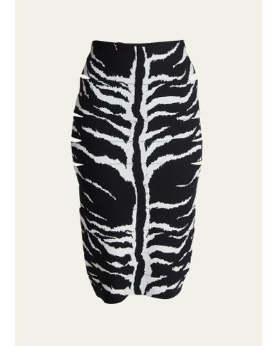 Alaïa Zebra-print Pencil Skirt With Cutout Detail - Black