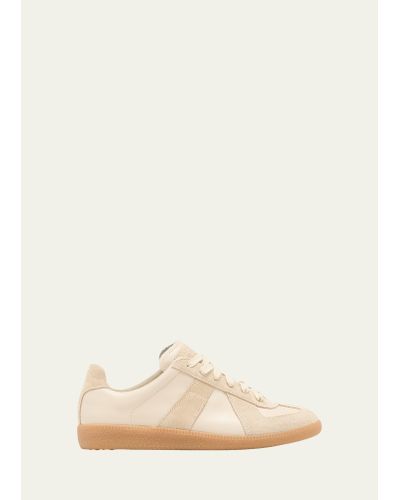 Maison Margiela Replica Suede & Leather Sneakers - Natural