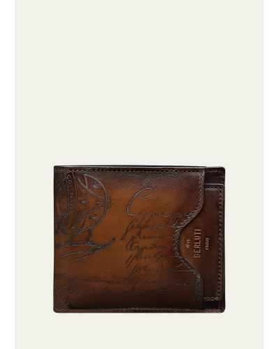 Berluti Makore 2-in-1 Scritto Leather Bifold Wallet - Brown