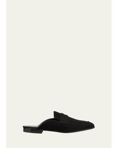 SOPHIQUE Riviera Suede Penny Loafer Mules - Black