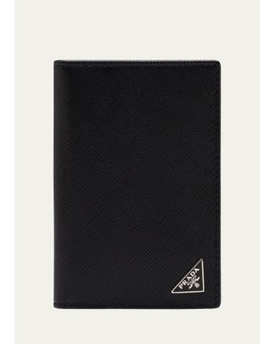Prada Saffiano Slim Card Holder Wallet - Black
