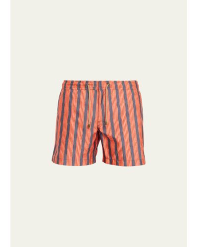 Thorsun Hand-drawn Striped Swim Shorts - Red