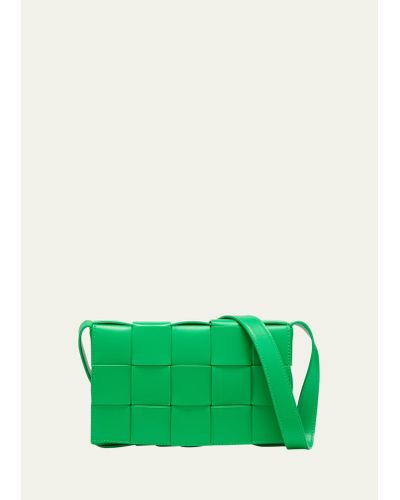 Bottega Veneta Medium Cassette Urban Leather Crossbody Bag - Green