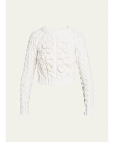 Loewe Fisherman Cable-knit Sweater With Anagram Detail - Natural