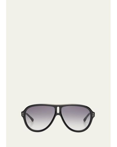 Isabel Marant Logo Acetate Aviator Sunglasses - Natural