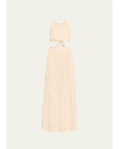 Chloé X High Summer Striped Poplin Maxi Dress With Cutout Detail - Natural