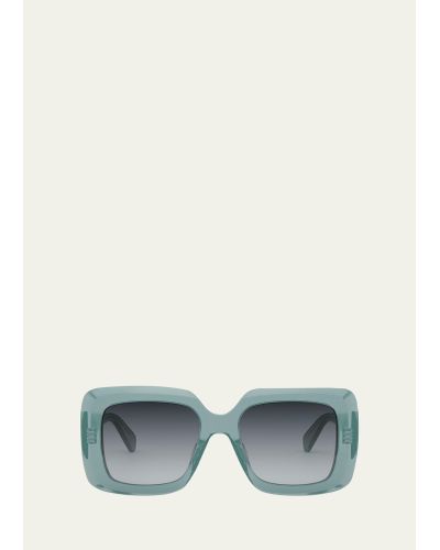 Celine Bold 3 Dots Acetate Square Sunglasses - Gray