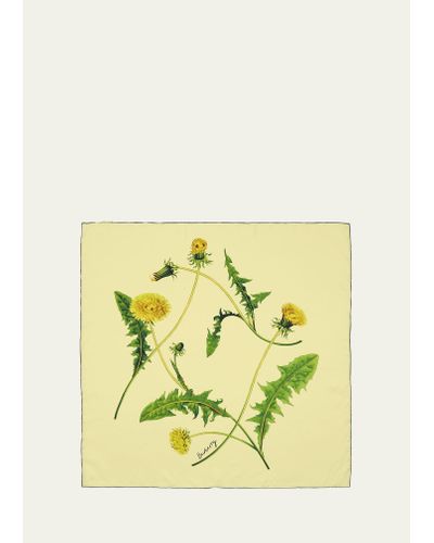 Burberry Dandelion Print Silk Twill Square Scarf - Yellow