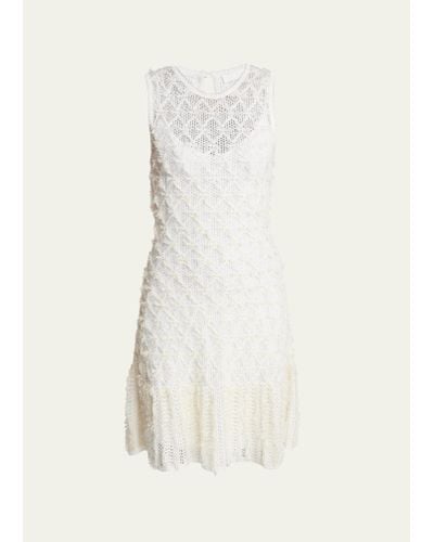 Chloé Tweed Lace Knit Mini Dress - White