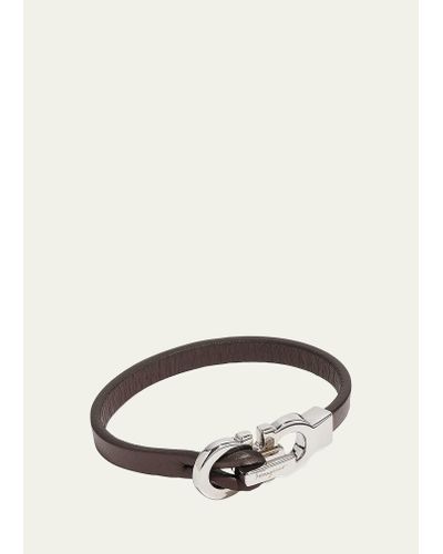 Ferragamo Leather Gancini Bracelet - Metallic