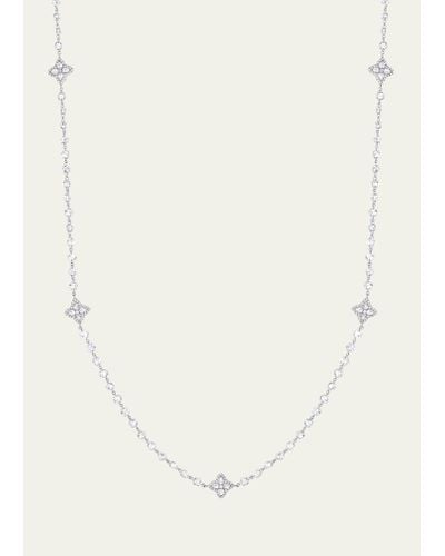 64 Facets 18k White Gold Necklace With Blossom Diamond Stations - Natural