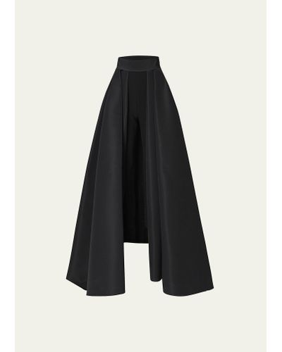 Carolina Herrera High-waist Silk Pants With Attached Ball Overskirt - White