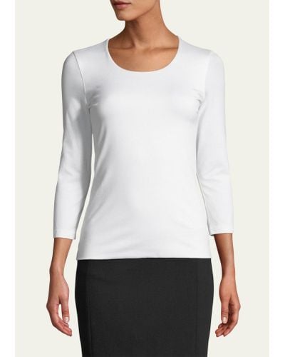 Akris Fitted 3/4-sleeve Stretch-jersey Top - White