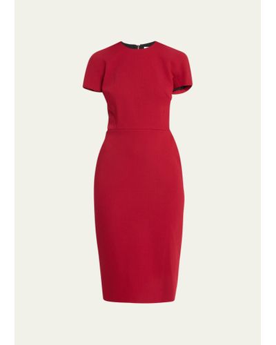 Victoria Beckham T-shirt Fitted Midi Dress With Back Zipper - Red
