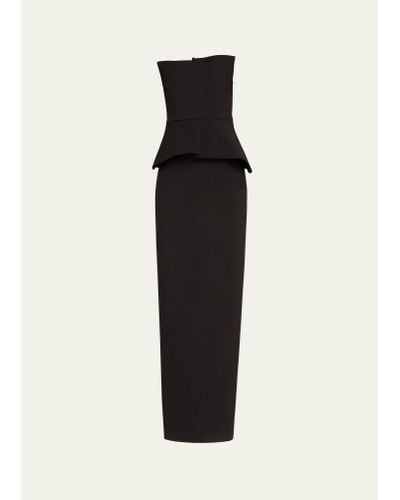 Roland Mouret Strapless Crepe Gown With Gathered Bodice - Black