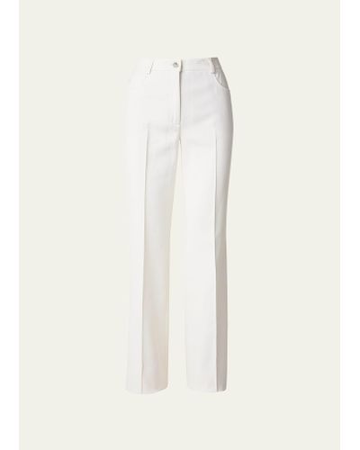 Akris High-rise Bootcut Cotton-silk Pants - White