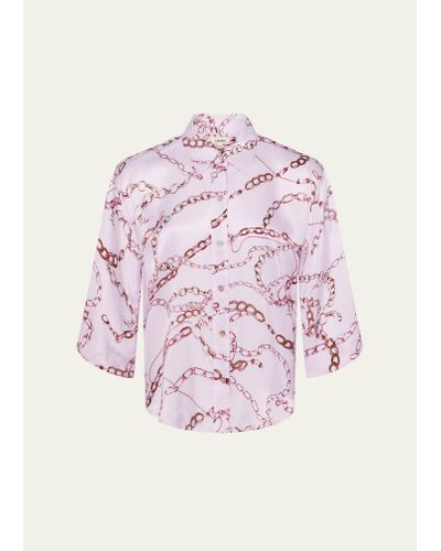 L'Agence Patrice Chain-printed Silk Blouse - Pink
