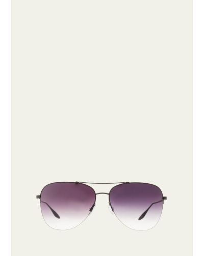 Barton Perreira Chevalier Semi-rimless Metal Aviator Sunglasses - Multicolor
