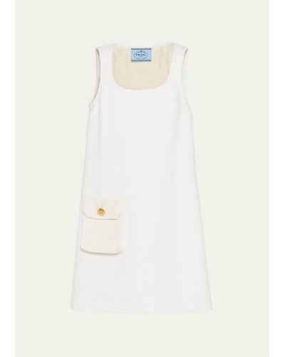 Prada Natte Pocket Shift Mini Dress - White