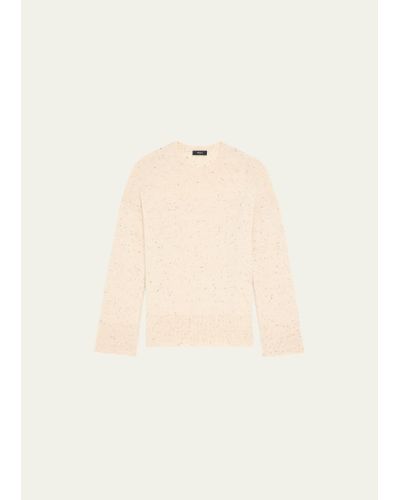 Theory Karenia Wool-cashmere Drop-shoulder Donegal Sweater - Natural
