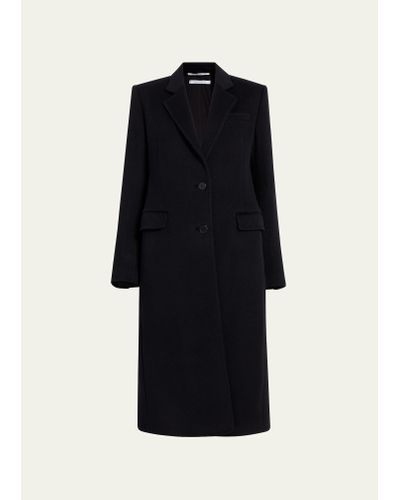 Another Tomorrow Cashmere Blend Tailored Peacoat - Black