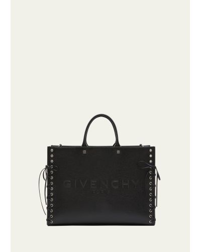 Givenchy G-tote Medium Shopping Bag In Leather With Corset Detail - Black