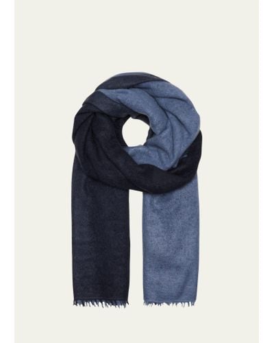 Denis Colomb Fuzzy Feture Two-tone Cashmere Scarf - Blue