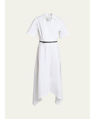 Givenchy Asymmetric Poplin Shirtdress With Belt - White
