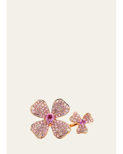 Stefere Rose Gold Pink Sapphire Ring From The Flower Collection