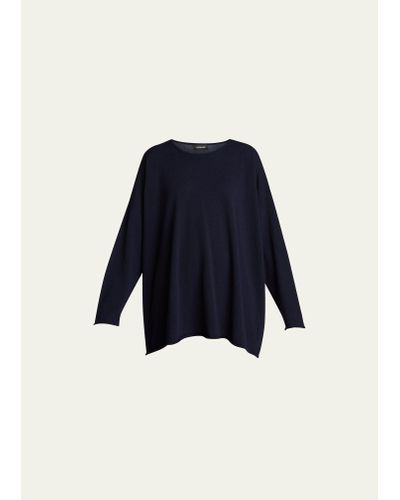 Eskandar Cashmere A-line Boat-neck Sweater - Blue