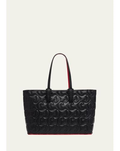 Christian Louboutin Cabata Small Tote In Cl Embossed Nappa Leather - Black