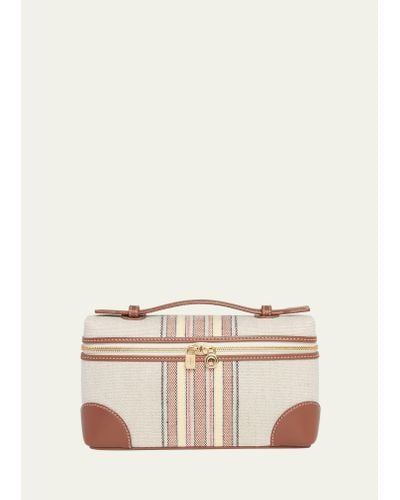 Loro Piana Extra Pocket Striped Canvas Top-handle Bag - Natural