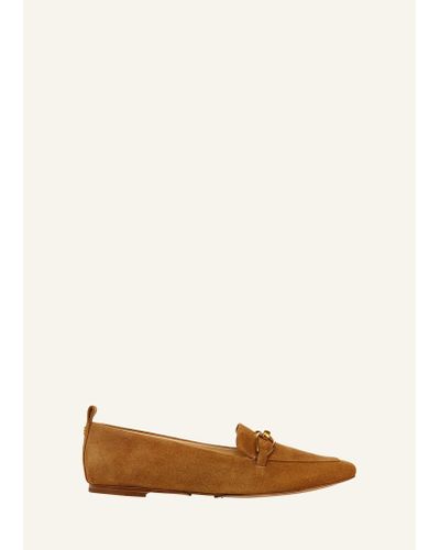 Veronica Beard Champlain Suede Chain Loafers - Natural