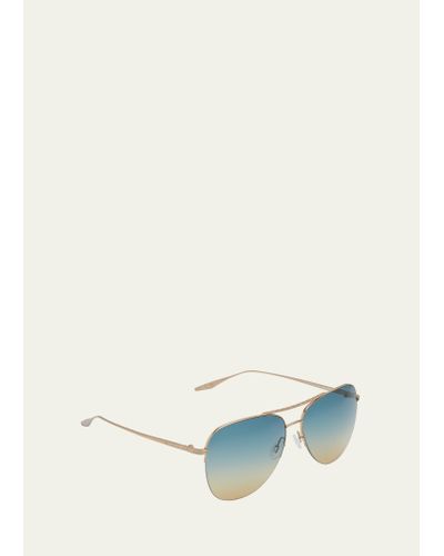 Barton Perreira Chevalier Titanium Aviator Sunglasses - Natural
