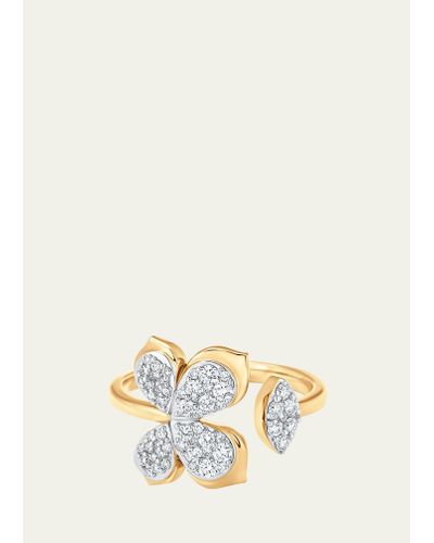 Sara Weinstock 18k Two-tone Gold Lierre Diamond Pear And Marquise Cluster Open Ring - Natural