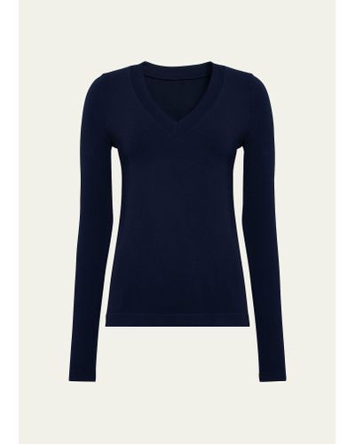 Wolford Aurora V-neck Long-sleeve Top - Blue