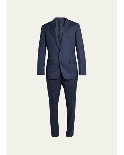Loro Piana Modern-fit Wool Herringbone Suit - Blue